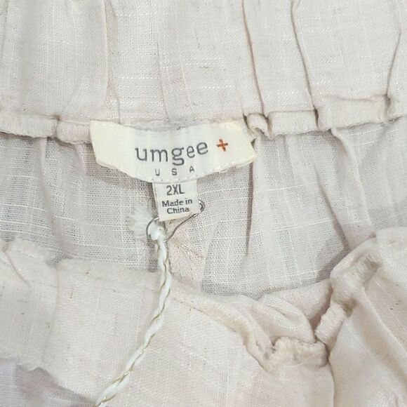 Umgee Woman's Scalloped Bottom Linen Blend Shorts,  NWT,  Size 2Xl - Picture 2 of 5